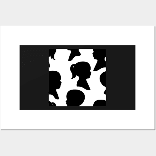 Child Silhouettes - Black on White Background Posters and Art